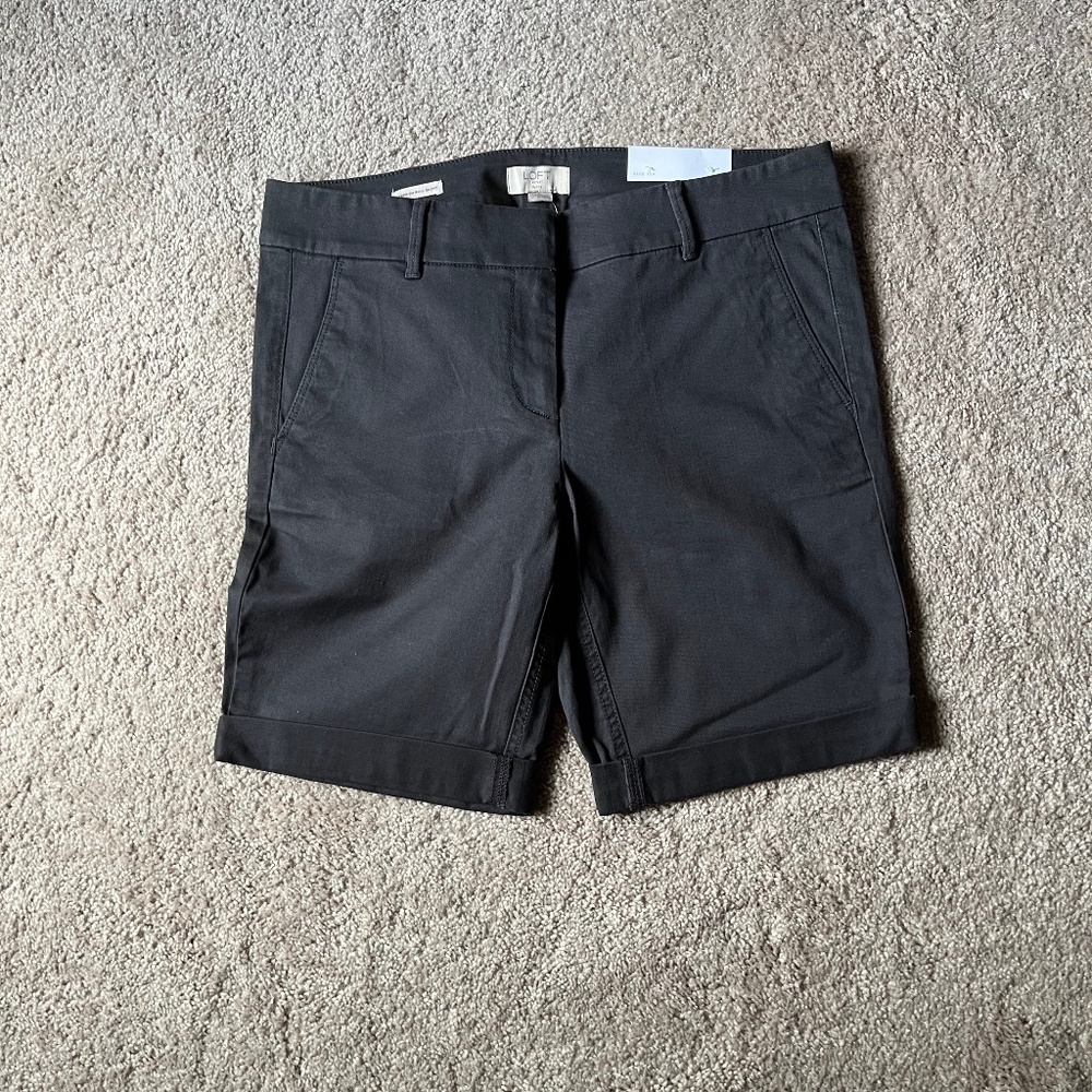 Loft Grey Bermuda Roll Shorts NWT